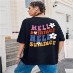 Hell Summer White Flower Graphics T-s&auml;rgid Naiste Street Hip Hop T-s&auml;rgid Suvised Hingavad riided Lahedad Sport Puuvillane T-s&auml;rk S must
