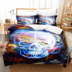 3D Halloweeni voodipesukomplekt Koljupea tekikate ja padjap&uuml;&uuml;r 2/3 tk DE200 * 200 &uuml;he-/kahe voodiga p&uuml;hadekingitus poistele Pehme kodutekstiil Baby 100x135cm
