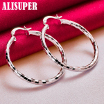 925 Sterling Silver Square 40mm Ring Hoop K&otilde;rvar&otilde;ngad Ehted