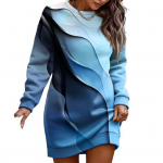 Naiste s&uuml;gistalvine dressipluus Kleit Lilletr&uuml;kiga &Uuml;markaelus, pikkade varrukatega avara pulover Paks soe keskmise pikkusega elastne mansett Lady kevadine minikleit 2XL sinine