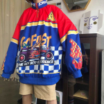 Naiste jope Trendikad topid Uued Harajuku stiilis leektr&uuml;kiga l&otilde;tvunud dressipluus vabaaja Oversize kapuutsid Hip-hop mood One Size sinine