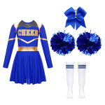 Cheer Leader Halloweeni kost&uuml;&uuml;m t&uuml;drukutele pikkade varrukatega kleidiriietus pom pomidega cheerleading tantsimiseks 5-6 Years sinine