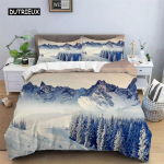 Snow Mountain tekikott Pol&uuml;ester 3D maastikuga voodipesukomplekt teismelistele t&auml;iskasvanutele suusan&otilde;lvade talveteemaline kolmeosaline komplekt. EU single(135x200cm)