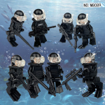 8tk Diver Breaststroke Black SWAT v&auml;ikese pelleti ehitusploki nukk S&otilde;javarustuse ehitusploki m&auml;nguasi