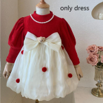 T&uuml;drukute vibukleit S&uuml;gistalvine laste v&otilde;ltsitud 2-osaline pikkade varrukatega sametist paks beebidele kootud t&uuml;llkleidid lastele vanuses 2 kuni 8 aastat 6T punane