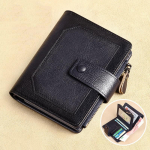 Vintage meeste ehtsast nahast rahakott RFID-d blokeeriv kolmepoolne l&uuml;hike, multifunktsionaalne rahaklamber, suure mahutavusega t&otilde;mblukuga rahakott