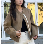 S&uuml;gistalvine korea stiilis retro ni&scaron;&scaron;-disain Sense jakk vabaaja &scaron;ikk vaba krae t&otilde;mblukk T&auml;iesti sobiv jope onesize valge