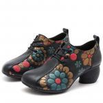 S&uuml;gispumbad Naiste kingad Hiina stiilis tr&uuml;kkimine Ehtsast nahast paeltega k&otilde;rged kontsad Sissus naiste kingad 35 must