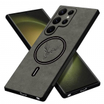 Luksuslik matt nahast kate Samsung Galaxy S25 S24 S23 FE S22+ juhtmevaba laadija Magsafe Vintage &uuml;mbrisele iPhone 16 15 Plus 14 Pro 11 13 12 jaoks Samsung S24 tumehall v&auml;rv