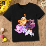 Aphmau T-s&auml;rk Kawaii Aphmau T-s&auml;rgid Prindiga Printsess Lasteriided Multifilmid Anime Poisid T&uuml;drukud S&auml;rk Kassidega Suvetopsid 9-10T(150cm)