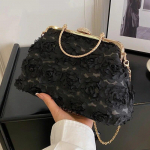 Disainer Vintage Naised Helmesed Lilled Shell Clip Lukukotid Roosad Valged Kristallk&auml;ekotid Ja Rahakotid Kett &otilde;lakotid Peo sidur must