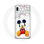 Coque pour Samsung Galaxy A20 Mickey Mouse Fleurs C&oelig;urs