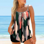 Naiste &otilde;lapaeltega ujumistrikoo sinise joonega tr&uuml;kitud bikiinidega l&uuml;hikesed ujumistrikoo S sinine