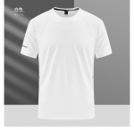 Spordijooks Kiiresti kuivav T-s&auml;rk J&auml;&auml;siidist l&uuml;hikeste varrukatega &Uuml;markaelus, suured elastsed hingavad treeningriided 8XL valge