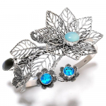 Natural Chalcedony, Topaz Gemstone 925 Sterling Silver Cuff Bangle Adj. y2r70
