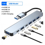 USB C jaotur 7 pordiga mitu USB-jaoturit C-t&uuml;&uuml;pi dokijaam USB 3.0 2.0 PD-adapter Xiaomi MacBook Pro Plug and Play tugi U ketasklaviatuuri hiir