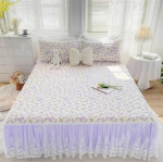 Uus printsessi 100% puuvillane pitsist voodi seelik voodi kate voodilina paks voodi seelik libisemiskindel madratsi kate Protector volangidega voodi seelik 1pc Skirt 120x200cm