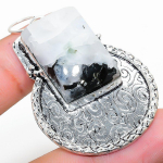 Natural Rainbow Moonstone Gemstone 925 Sterling Silver Pendant 2.09 g7k11