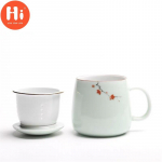 Keraamiline filtriga teetass Lihtne suure mahutavusega paarile m&otilde;eldud joogin&otilde;ud Kodumajapidamises kasutatav kohvikruus kaanega portselanist kontoritee eraldustass