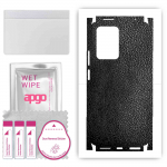 apgo Protective Skin Sticker for the back+sides compatible with Xiaomi 11T, Full Wrap Film, Foil, Vinyl - Pattern Black Leather