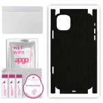 apgo kaitsev nahakleebis tagak&uuml;ljele ja k&uuml;lgedele, mis &uuml;hildub Apple iPhone 11-ga, t&auml;iskile, foolium, vin&uuml;&uuml;l &ndash; mustrimaatriks