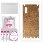 apgo Protective Skin Sticker for the back+sides compatible with Samsung Galaxy A50s, Full Wrap Film, Foil, Vinyl - Pattern Rusty Copper