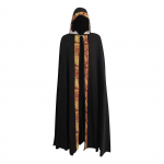 Meeste pika pitsiga neem kiriku vaimulike &uuml;hev&auml;rvilise mustriga mustriga prinditud lahtine cape Halloweeni mantel XXXXL must