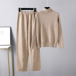 Naiste s&uuml;gis- ja talvemood vabaaja kootud kampsun laia s&auml;&auml;rega p&uuml;kste komplekt One Size khaki