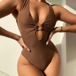 &Uuml;heosaline naiste ujumistrikoo Seksikas &uuml;hev&auml;rviline k&otilde;rge elastsest kangast mitmev&auml;rviline ujumistrikoo S