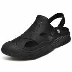 Meeste sandaalid Ehtsast nahast sandaalid Suvised vabaajajalatsid Meeste Rooma rannasandaalid Suure varba sandaalid Meeste suvesandaalid 38 must