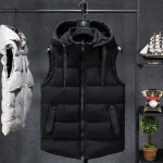 Varrukateta jope sulejope meeste paksud kapuutsiga mantlid puuvillapolsterdatud t&ouml;&ouml;vest Gilet Homme vest 8XL must