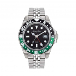 Mathey-Tissot Rolly Mathy Vintage GMT Roostevaba teras Must sihver Kvarts H903ANV 100M Meeste k&auml;ekell must