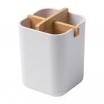 T&auml;ielikult bambusest hambaharjahoidja Looduslikult keskkonnas&otilde;bralik hambahari Caddy Vannitoa antibakteriaalne pott Kompaktne hambaharjakumm valge