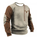 Vintage Cowboy T-s&auml;rk puuvillast meeste pikkade varrukatega topile, h&otilde;imude etnilisele riietusele, &uuml;lisuur O-kaelusega pullover, jahiriided &otilde;ues S