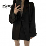 Naiste &uuml;likonnajakk rev&auml;&auml;riga, pikkade varrukatega, &uuml;he n&ouml;&ouml;biga, taskutega, &uuml;hev&auml;rviline, vaba l&otilde;ikega, &auml;ri pealisr&otilde;ivas S must