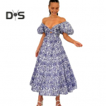 Naiste &otilde;htukleit, mullikleit, varrukad, madala l&otilde;ikega &otilde;lg, v&auml;rviline tr&uuml;kis A-joonega, suur &auml;&auml;ris, lapikujuline, &otilde;&otilde;nsad plisseeritud plisseeritud puhkuse rannamaksikleit XL lilla