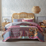 3tk Ultrahelipesu puuvillast tr&uuml;kitud pastoraalne tepitud voodikate Pehme hingav voodilina 2 tk padjap&uuml;&uuml;riga 3pcs set 200x230cm