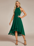 Ever-Pretty naiste elegantne p&auml;itsetega kaelusega Midi-pikkusega kokkuvolditav Stream Empire v&ouml;&ouml;koht &scaron;ifoonist pulmak&uuml;laliste kleit S tumeroheline v&auml;rv