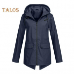 Naiste s&uuml;gistalvine mantel Tuulekindel pikkade varrukatega kapuutsiga pingutuspael Tuulejope t&otilde;mblukuga, puhast v&auml;rvi plaastriga taskud, igap&auml;evaseks kandmiseks &otilde;ue jope M sinine