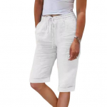 Naiste suvep&uuml;ksid elastse v&ouml;&ouml;kohaga reguleeritava n&ouml;&ouml;riga vabaaja p&uuml;ksid taskutega &uuml;hev&auml;rvilised, lahtised p&otilde;lvp&uuml;ksid M valge