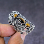 Natural Tiger Eye Gemstone Handmade 925 Sterling Silver Gift Ring Size 10 k6t87