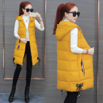 Naiste keskmise pikkusega s&uuml;gis-talvine kapuutsiga slim-fit suure suurusega puuvillane vest S
