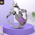 Hingavad koerarakmed koos jalutusrihmaga helkurrihmaga Oxfordi vesti rakmed koertele Reguleeritava suurusega v&auml;ikestele keskmistele koertele XS (no Leash) lilla