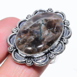 Natural Larvikite Stone Gemstone 925 Sterling Silver Gift Ring Size 10 r5j25