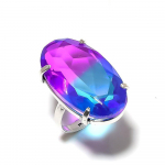 Natural Bi-Color Tourmaline Gemstone 925 Sterling Silver Ring Size 7.5 l6t79