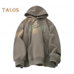 Meeste s&uuml;gistalvine kapuuts kirjatr&uuml;kiga pingutusn&ouml;&ouml;r elastne mansett paks pl&uuml;&uuml;s suur plaaster tasku kapuuts lahti hoidke soojas keskmise pikkusega &uuml;laosa 2XL heleroheline v&auml;rv