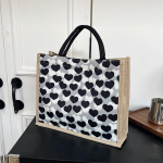 Lihtne Mood Virsiku S&uuml;damega Linane Magnetkinnis Suure Mahutavusega Kott Kaasaskantav Pendeldaja Naiste Kott Suur Kandekott must