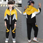 Lasteriided Poiste s&uuml;gis&uuml;likond Lastemood Poistele Helendav korea pikkade varrukatega jakkp&uuml;ksid Kaheosaline &uuml;likond, mis helkur &ouml;&ouml;sel 150 kollane