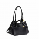 Nahast punutud kott Uus langevarjust &otilde;lakott Tekstuuriga nahast vabaaja mitmek&uuml;lgne crossbody kott k&auml;ekott 21x16.5x17cm must