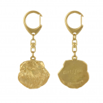 Griffon Bruxellois, Brussels Griffon I - Gilded key ring with dog in gift box, handbag decoration, luxury accessory by Art-Dog brand